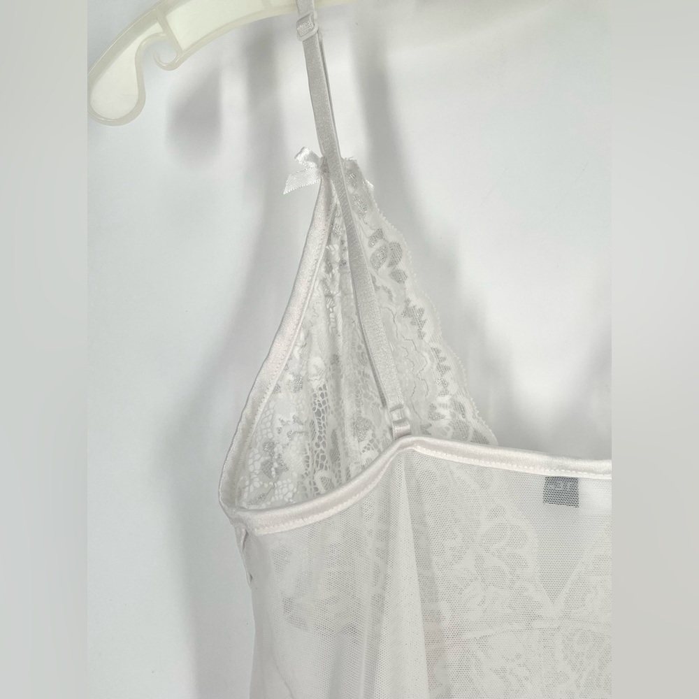 2FOR$30 Coquette Brand White Mesh Sheer Lacey Babydoll Lingerie - Picture 8 of 8